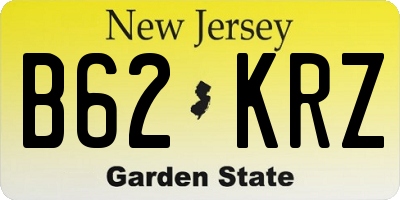 NJ license plate B62KRZ