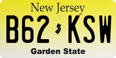 NJ license plate B62KSW
