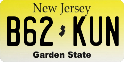 NJ license plate B62KUN