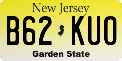 NJ license plate B62KUO