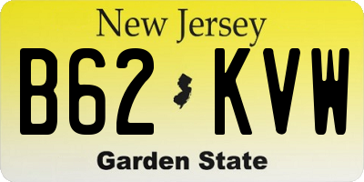 NJ license plate B62KVW