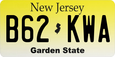 NJ license plate B62KWA