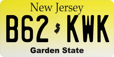 NJ license plate B62KWK