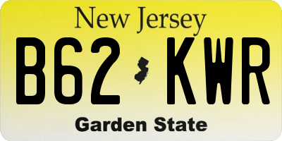 NJ license plate B62KWR