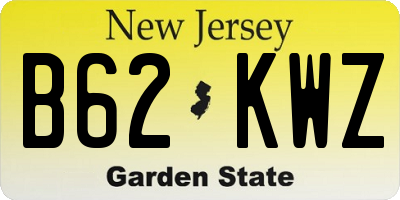 NJ license plate B62KWZ