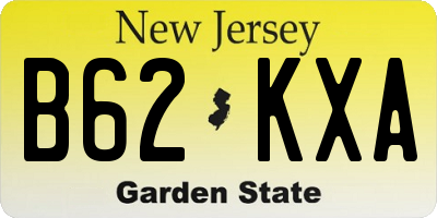 NJ license plate B62KXA