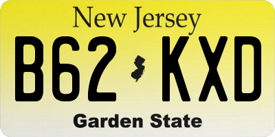 NJ license plate B62KXD