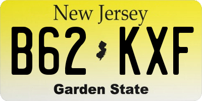 NJ license plate B62KXF