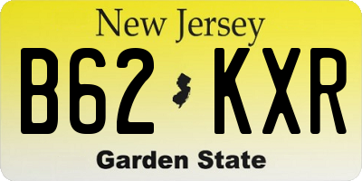 NJ license plate B62KXR