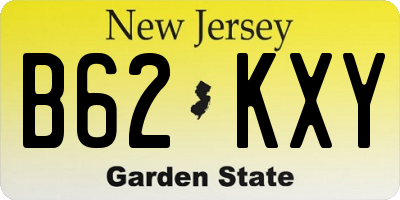NJ license plate B62KXY
