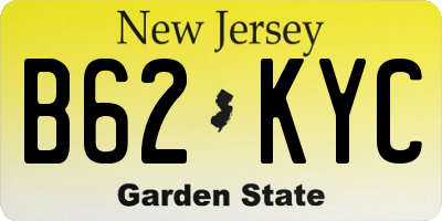 NJ license plate B62KYC