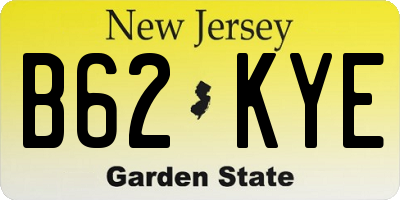 NJ license plate B62KYE