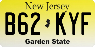 NJ license plate B62KYF