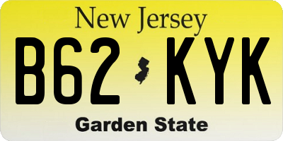 NJ license plate B62KYK