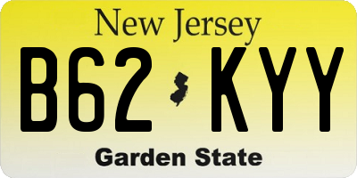 NJ license plate B62KYY