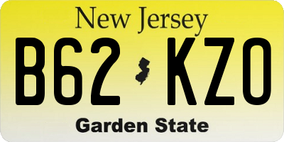 NJ license plate B62KZO