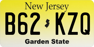 NJ license plate B62KZQ