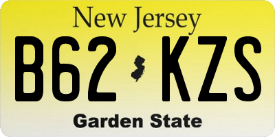 NJ license plate B62KZS