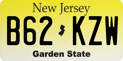 NJ license plate B62KZW