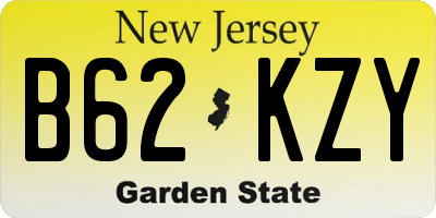 NJ license plate B62KZY