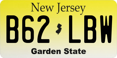 NJ license plate B62LBW