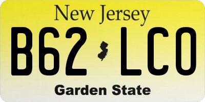 NJ license plate B62LCO