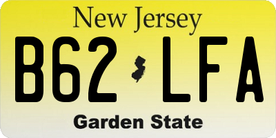 NJ license plate B62LFA