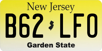 NJ license plate B62LFO