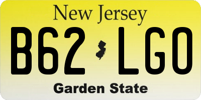 NJ license plate B62LGO