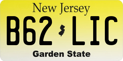 NJ license plate B62LIC