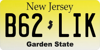 NJ license plate B62LIK
