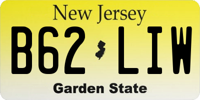 NJ license plate B62LIW