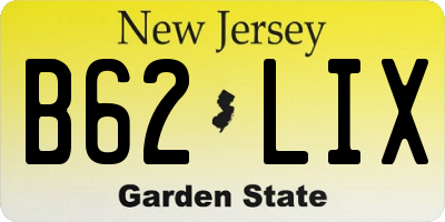 NJ license plate B62LIX