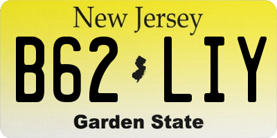 NJ license plate B62LIY