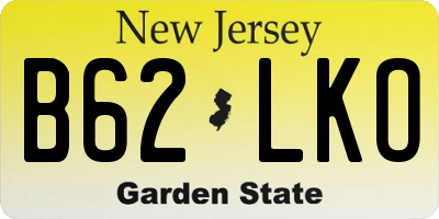 NJ license plate B62LKO