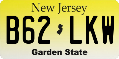NJ license plate B62LKW