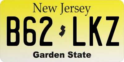 NJ license plate B62LKZ