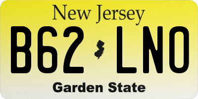 NJ license plate B62LNO