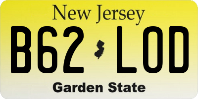 NJ license plate B62LOD