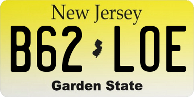NJ license plate B62LOE