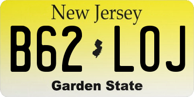 NJ license plate B62LOJ