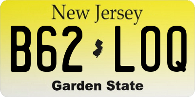 NJ license plate B62LOQ