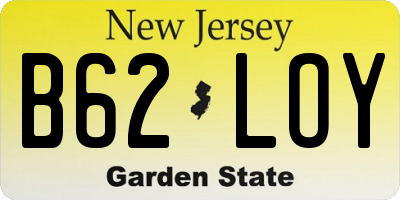 NJ license plate B62LOY