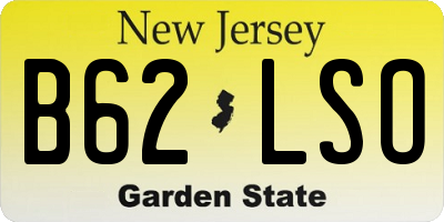 NJ license plate B62LSO