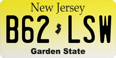 NJ license plate B62LSW