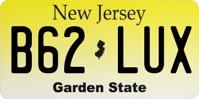 NJ license plate B62LUX