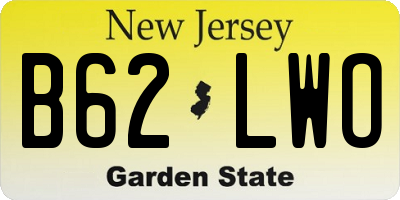 NJ license plate B62LWO