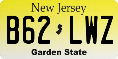 NJ license plate B62LWZ