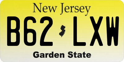 NJ license plate B62LXW