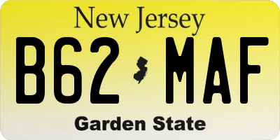 NJ license plate B62MAF
